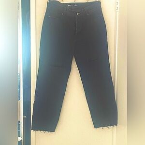 Dark Wash Loose Lightly Distressed Denim